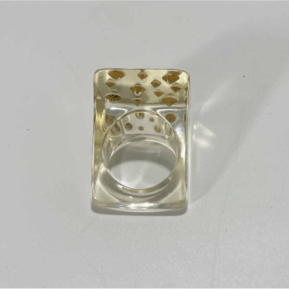 Sobral Clear Resin Block Ring Embedded Rhinestone… - image 3